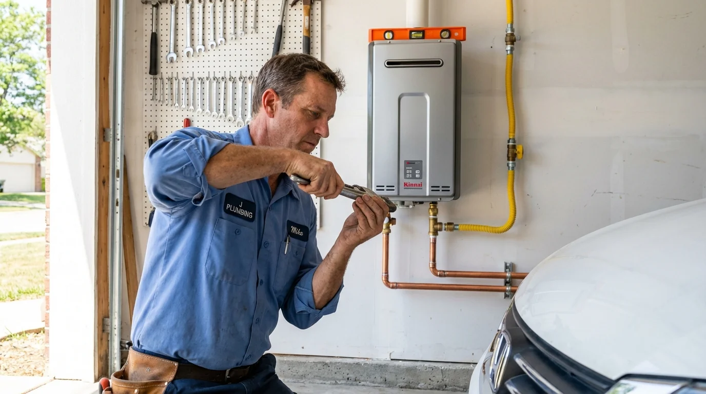 Tankless water heater installation by a Johns Plumbing LLC plumber in Guthrie Center